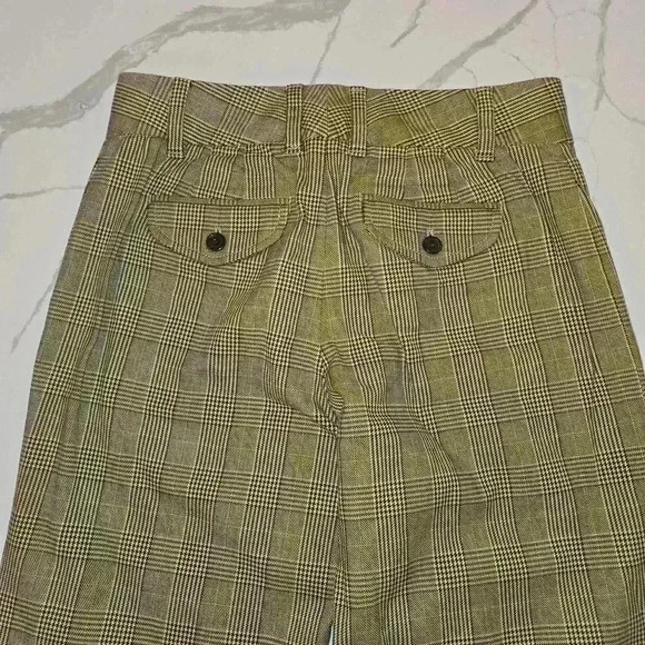 Rafaella Womens Plaid Wide Leg Cuffed Stretch Trouser Pant Brown Tan Size 6 - Picture 6 of 9